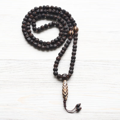 Sacred Rudraksha & Antique Pumtek Mala