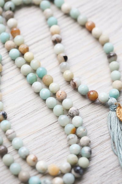 Auspicious Shell Aquatic Amazonite Mala