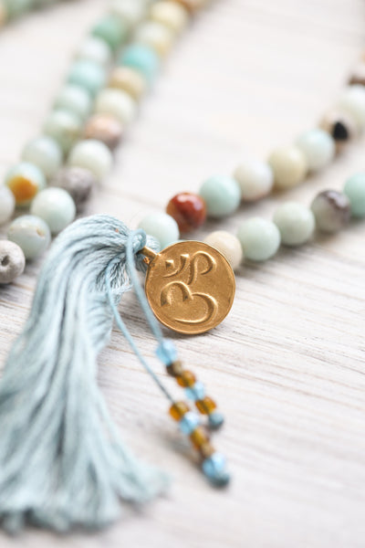 Auspicious Shell Aquatic Amazonite Mala