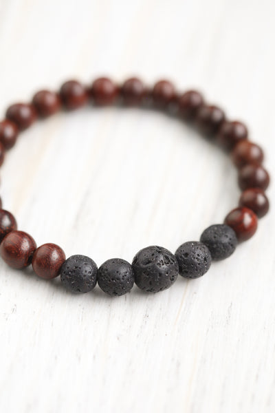 Healing Wood & Lava Rock Bracelet