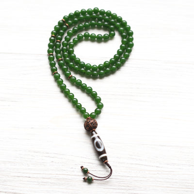 Puerta del Cielo Dzi Corazón Chakra Jade Mala