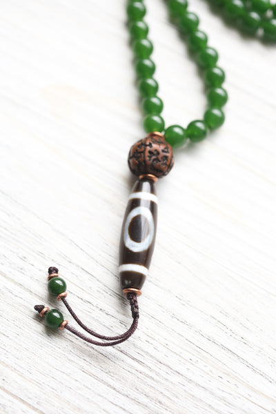 Puerta del Cielo Dzi Corazón Chakra Jade Mala