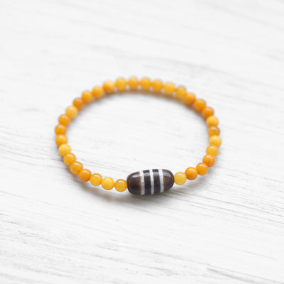 Baltic Amber Striped Dzi Bracelet