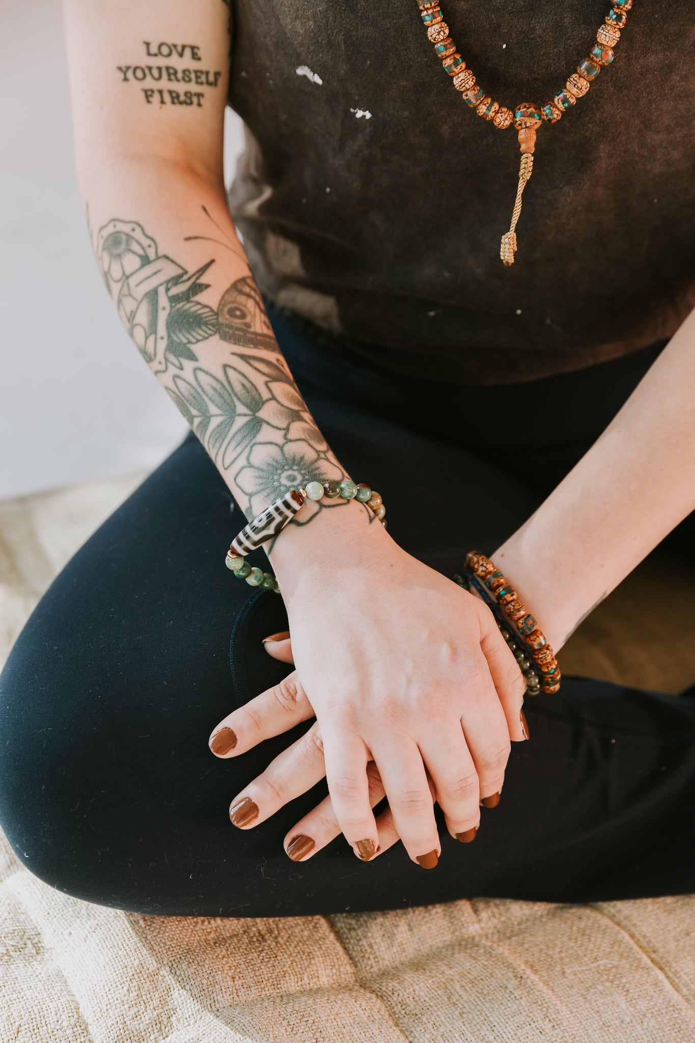 Pulsera Doble Dzi Yin y Yang 