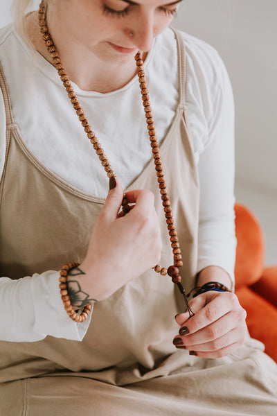 Anxiety-Relieving Lotus Seed Mala & Bracelet Set