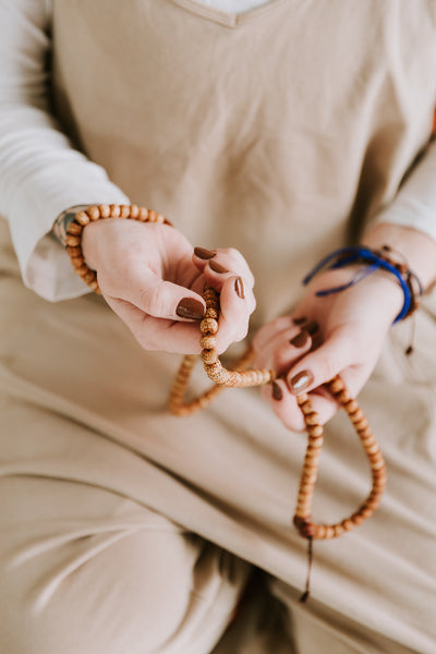 Anxiety-Relieving Lotus Seed Wrist Mala