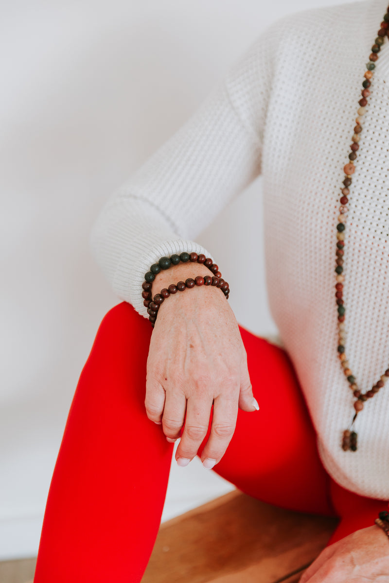 Wrist Malas Healing Wood and Lava Rock Bracelet