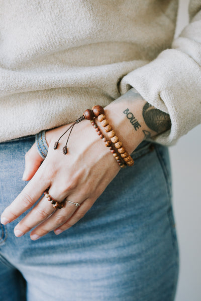 Anxiety-Relieving Lotus Seed Mala & Bracelet Set