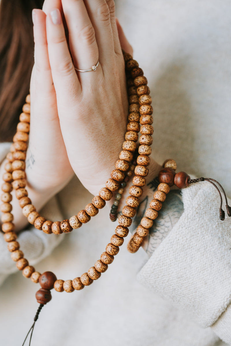 Mala Beads Anxiety-Relieving Lotus Seed Mala & Bracelet Set