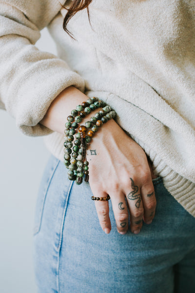 Inner Journey African Turquoise and Tiger Eye Mala