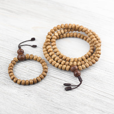 Mala Beads Anxiety-Relieving Lotus Seed Mala & Bracelet Set