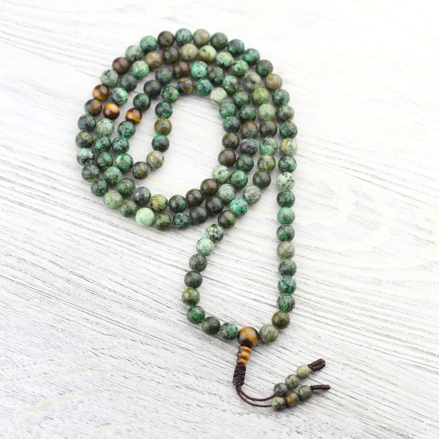 Mala Beads Inner Journey African Turquoise and Tiger Eye Mala Set