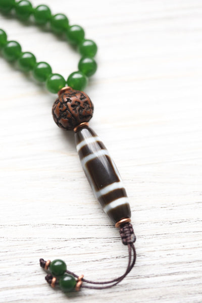 Mala Beads Sky Door Dzi Heart Chakra Jade Mala ML921