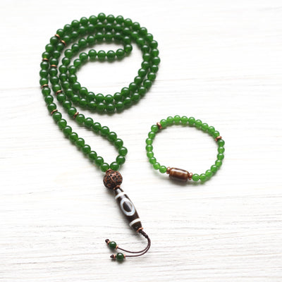 Mala Beads Sky Door Dzi Heart Chakra Jade Mala ML921