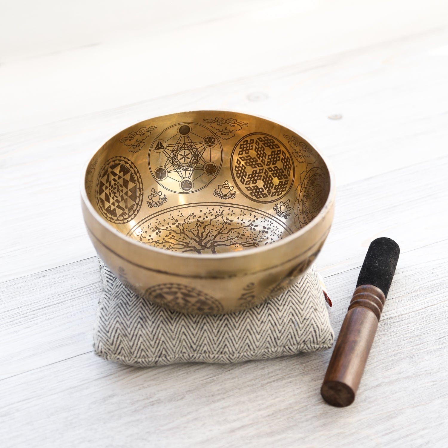 5 outlet inches Diameter flower of life carved singing bowl-Mantra -Blessed Tibetan sin