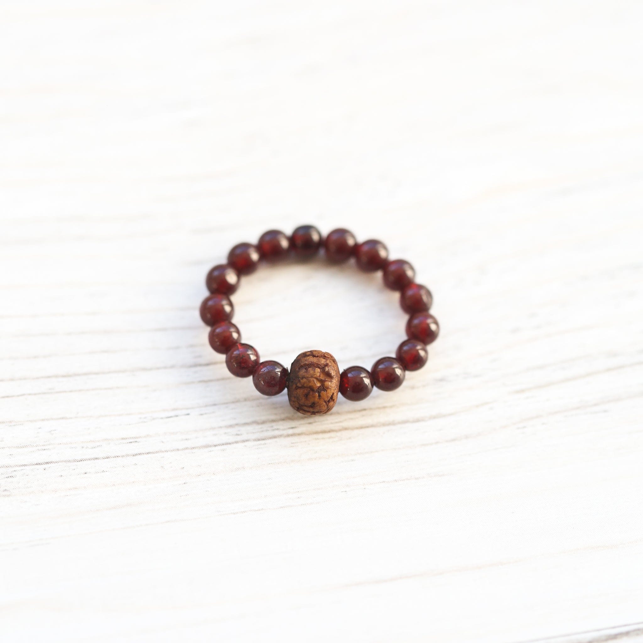 Wrist Malas Garnet / Small Buddhist Affirmations Rings JR311.SM