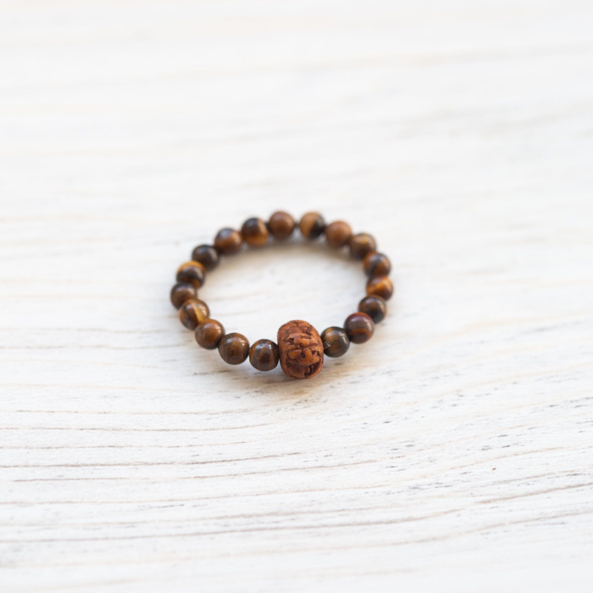 Wrist Malas Tiger Eye / Small Buddhist Affirmations Rings JR306.SM