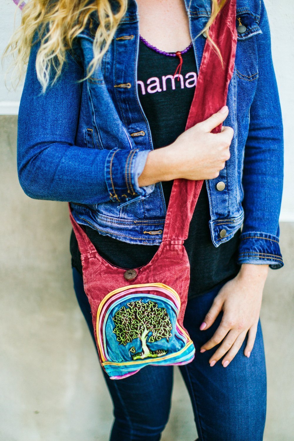 Tree of Life Cross Body Purse Colorful Fabric Handbags Small