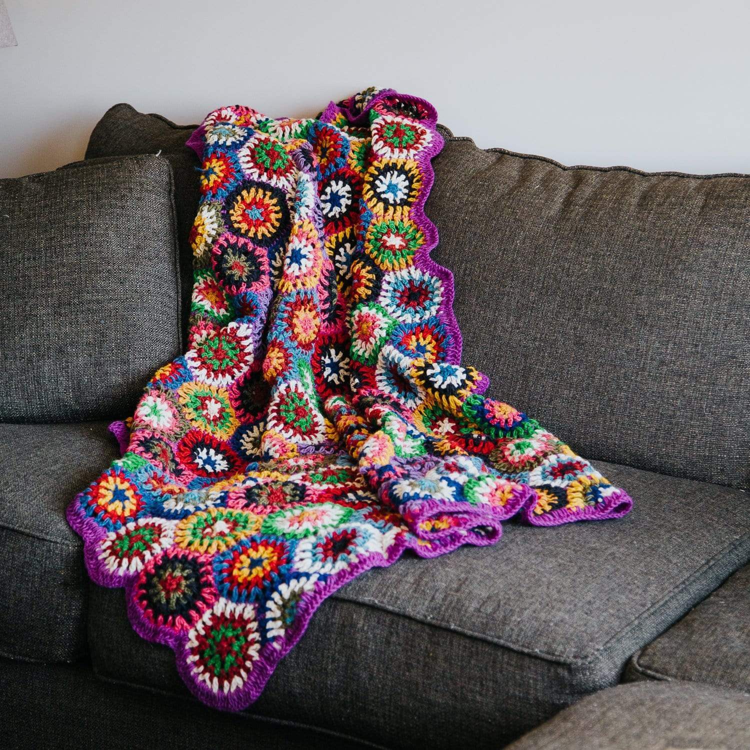 Large Woolen Hand-Crocheted Blanket