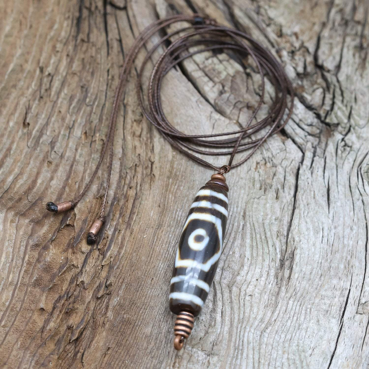 Three Eye Dzi Tranquility Necklace - True Agate Modern Dzi Bead ...