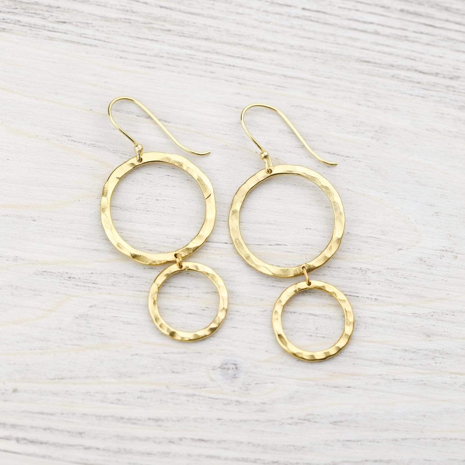 Yellow Gold Filled Small Double Hammered Circle Earrings