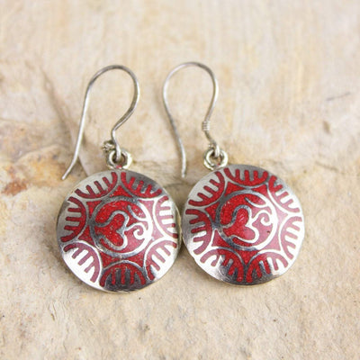 Earrings Coral Enamel Om Earrings JE500