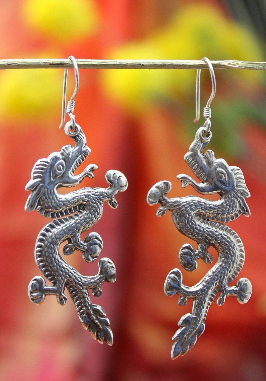 Sterling silver dragon deals earrings