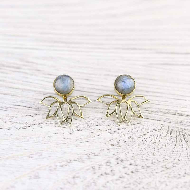 Earrings Labradorite Lotus Earrings JE556