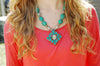 Jewelry Default Turquoise Bead Necklace with Diamond Shaped Pendant jn210