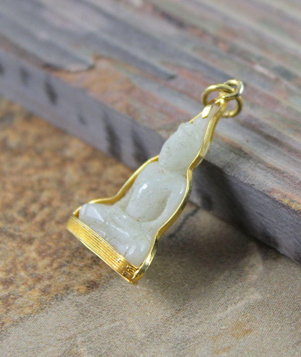 Antique Pra Somdej Jade Leklai Solid 22k gold good wealthy Amulet protection Buddha Pendant 22k Gold Pendant