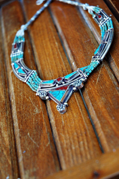 Jewelry,New Items Default Turquoise and Silver Plated Beaded Necklace jn214