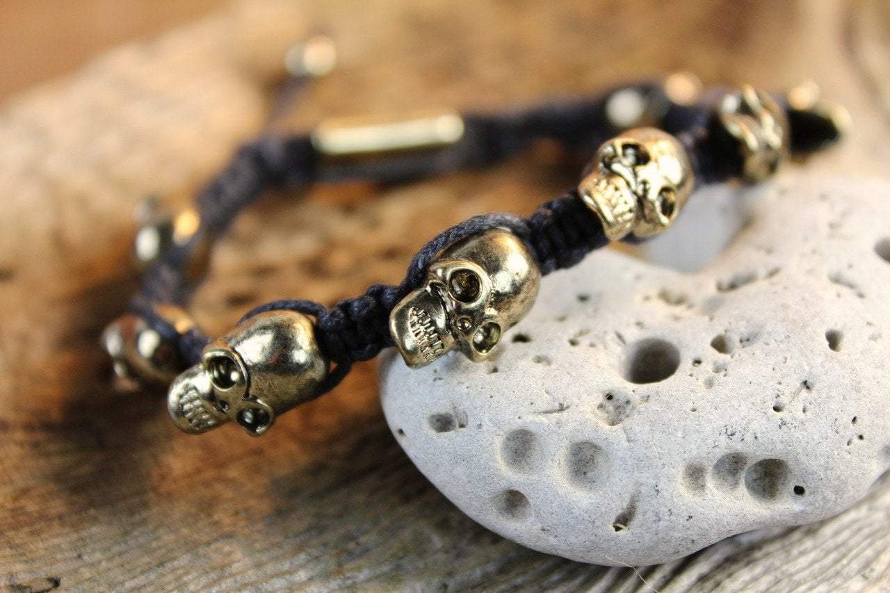 Brass Skull Woven Bracelet - DharmaShop