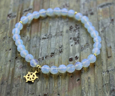 Jewelry,New Items,Under 35 Dollars Default Faceted Moonstone Dharma Wheel Wrist Mala wm314