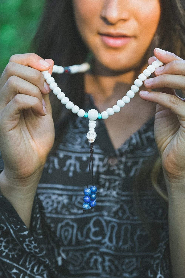 108 Bead Yak Bone Mala With Lapis And Traditional Tibetan Beads ...