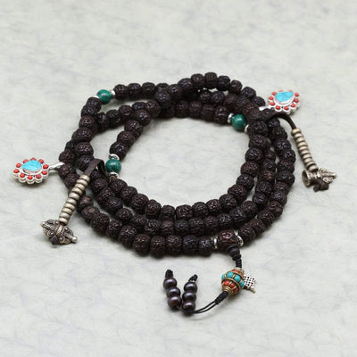 Mala Beads Dark Rudraksha Mala with Counters ML655B