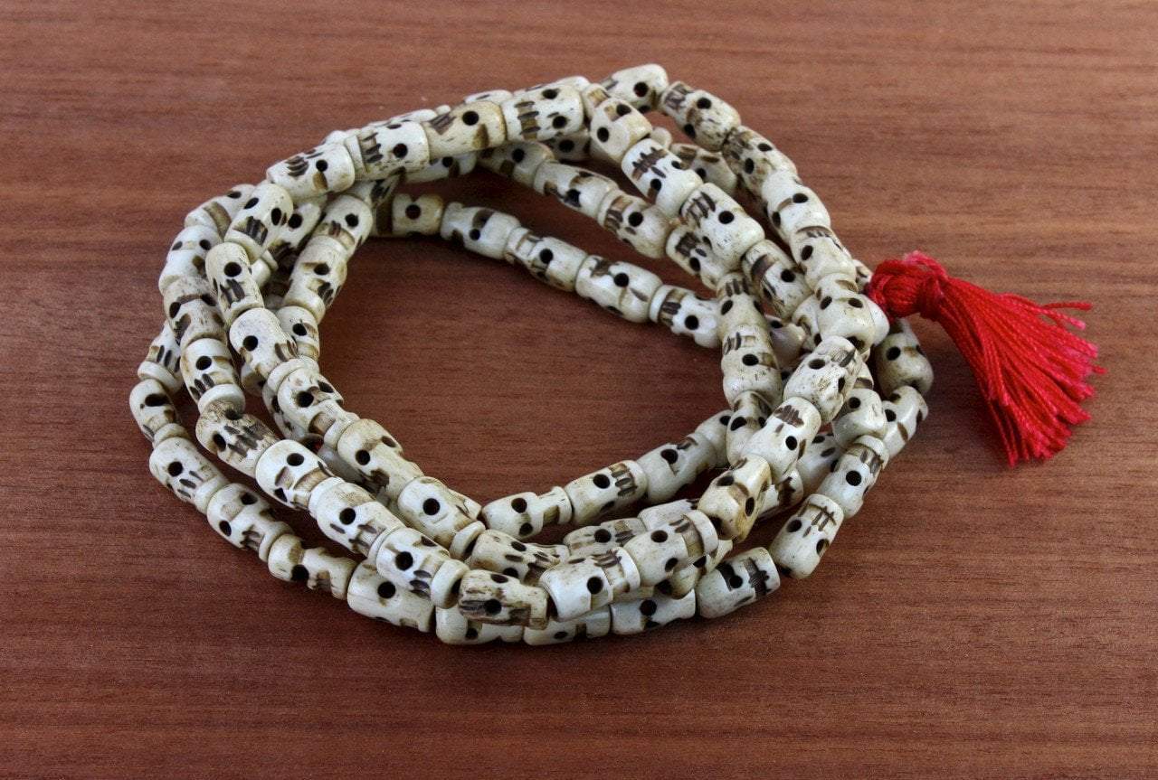 Tibetan 108ct White Bone Mala Hindu Prayer Bead Necklace – Ambali
