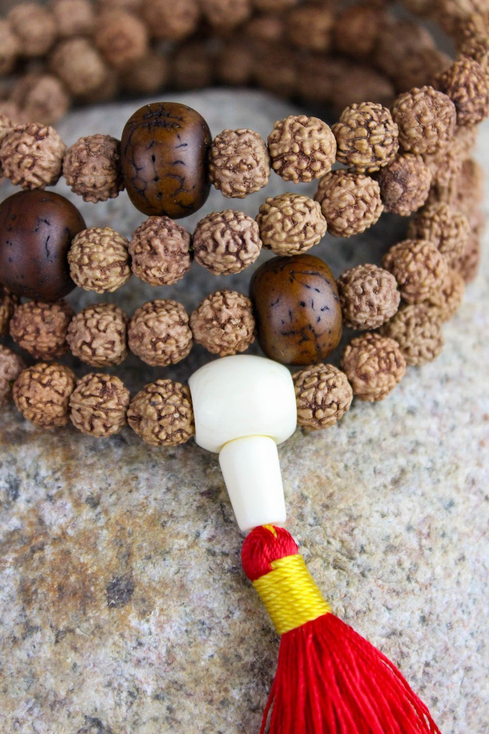Bodhi Seed XL Mala with Sacred Shank Shell Spacers – Beads of Paradise