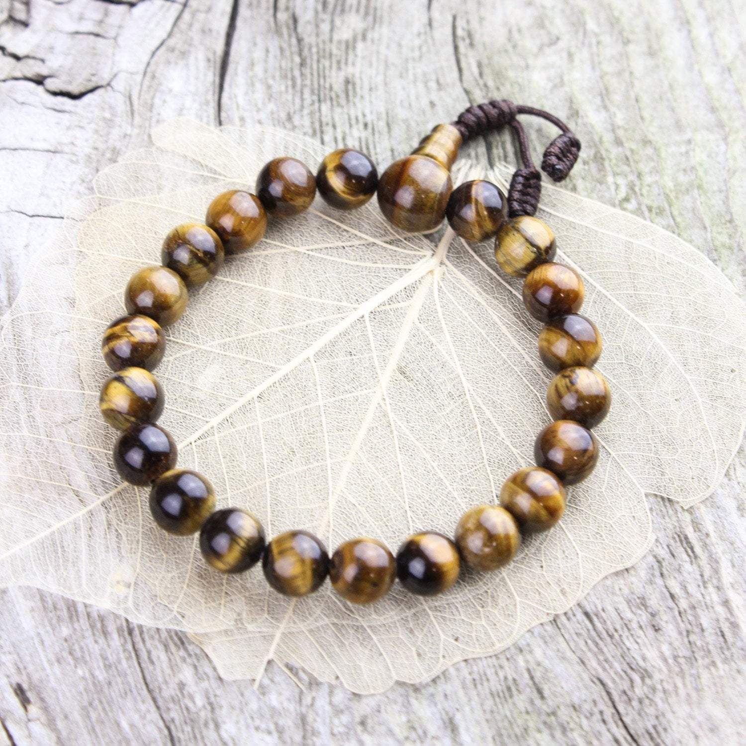 Calm Understanding Tiger Eye and Skull Mala Beads Necklace - DharmaShop