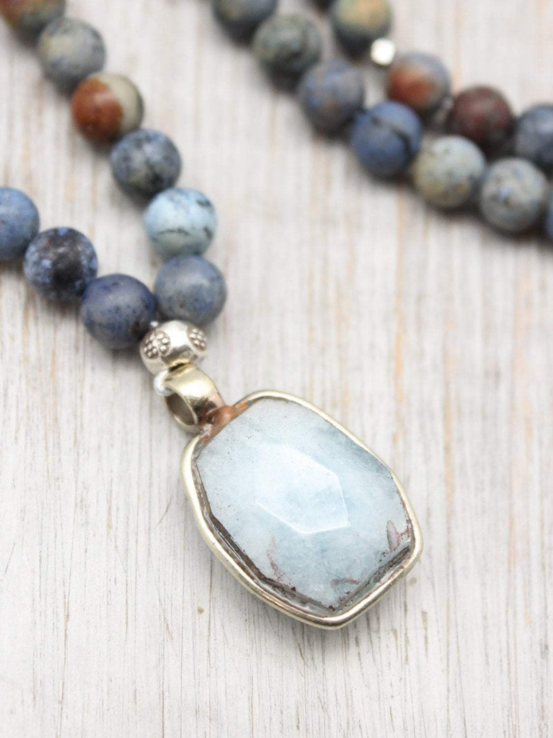 Happiness and Healing Mala - Handcrafted with Aquamarine Gemstone ...