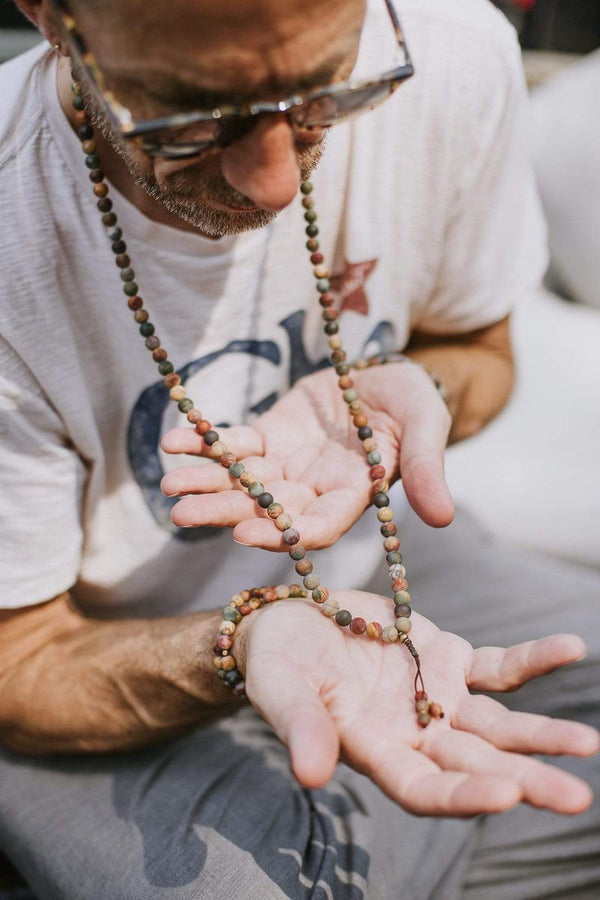 Earthy Riverstone Double Wrap Bracelet