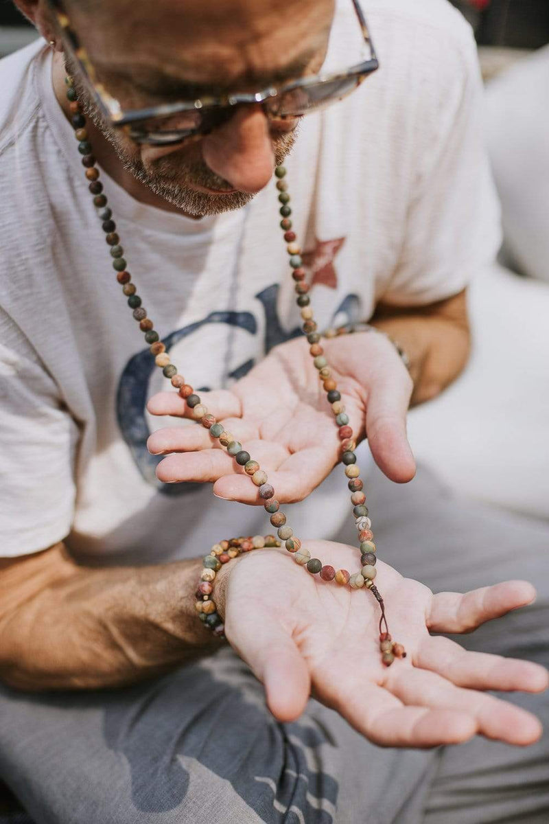 BALIBALI 6MM Mala Beads Necklace Natural Stone Meditation Statement  Necklace Japa Yoga Rosary Prayer Charm Beaded Tassel Necklace