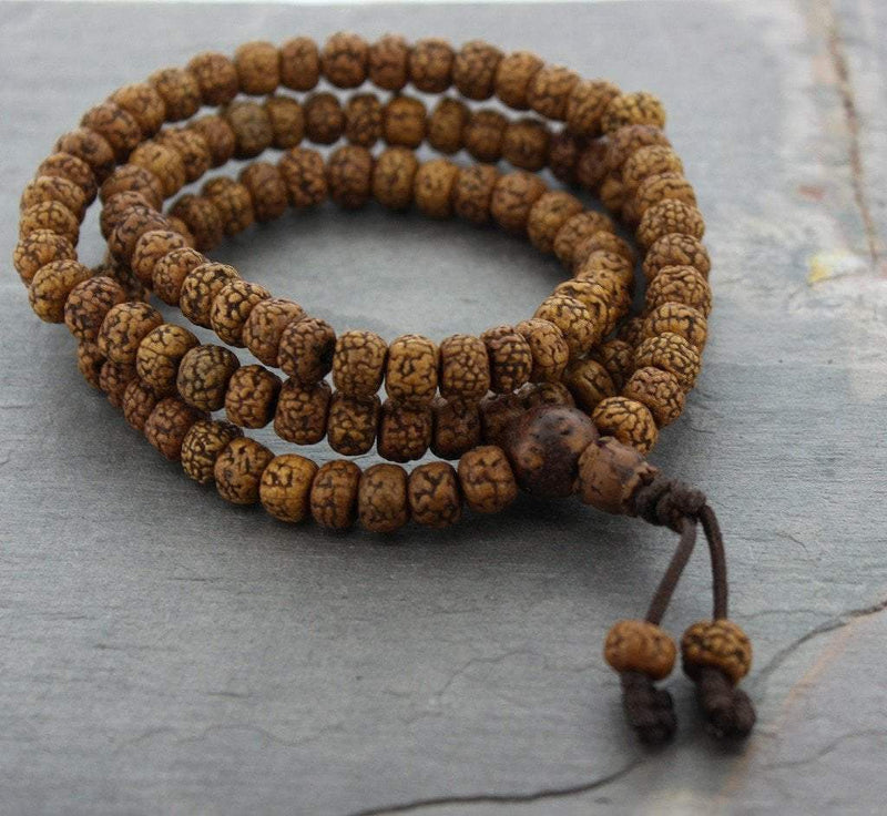 108 Bead Tibetan Sanded Rudraksha Mala - DharmaShop