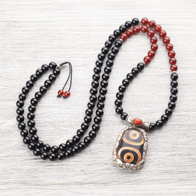 Mala Beads Protective Dzi & Onyx Mala ML787