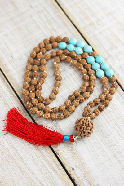 Mala Beads Rudraksha and Turquoise Awareness Mala ML511