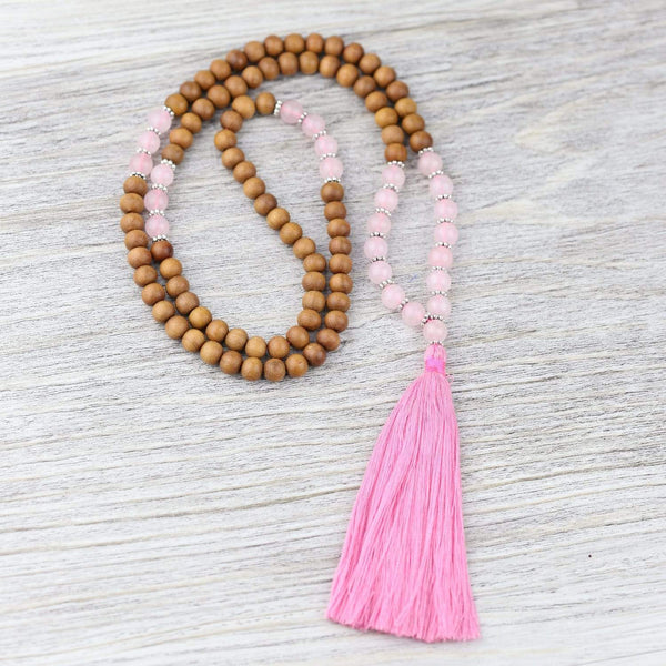 Sandalwood and Rose Quartz Compassion Mala - DharmaShop