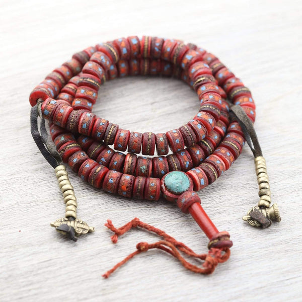 Buddhist Mala Beads  Hand-shaped Brown Yak Bone – Lhasa Artisan Brand