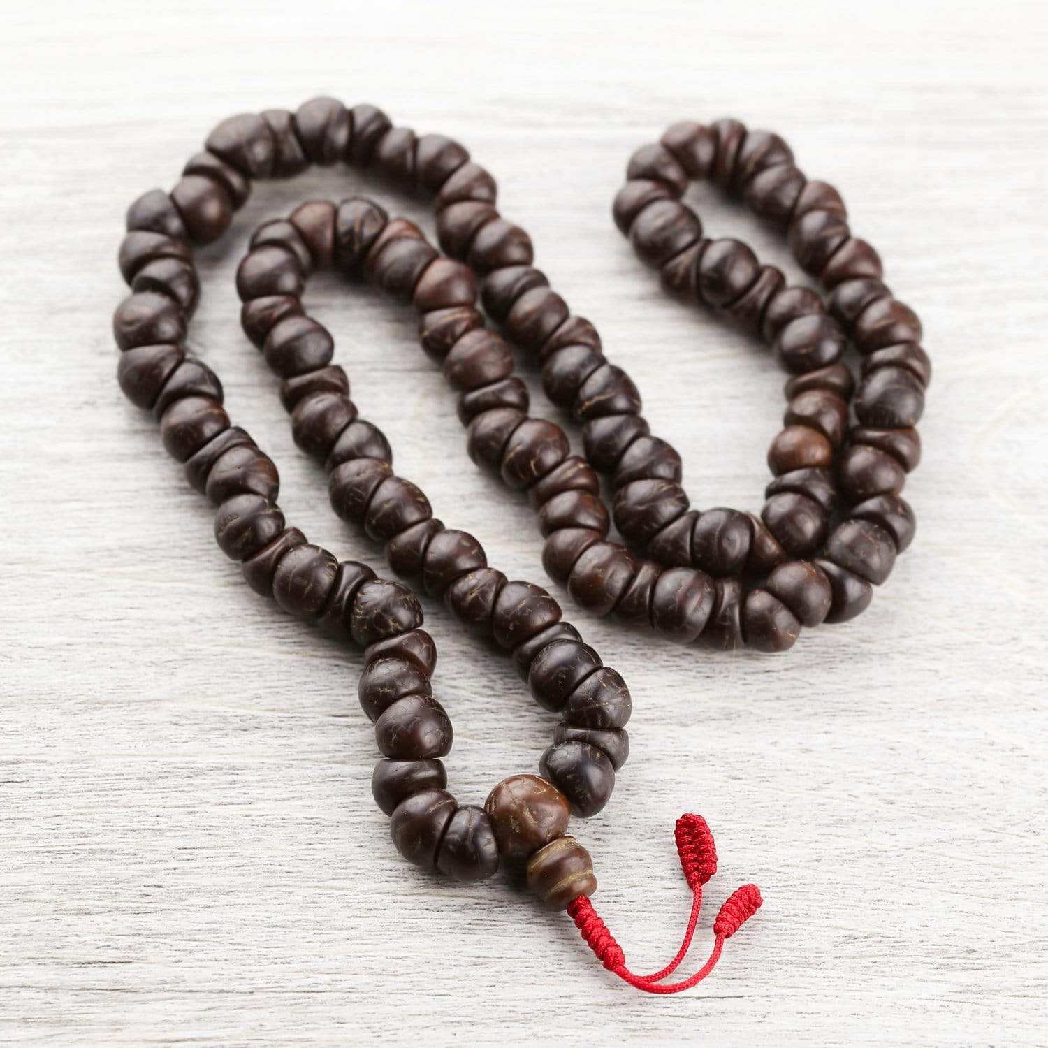 108 Authentic Bodhi Seed Mala Prayer Beads With Dorje and Skull Tassel, 108  Buddhist Meditation Mala Rosary, Natural Seed Necklace 