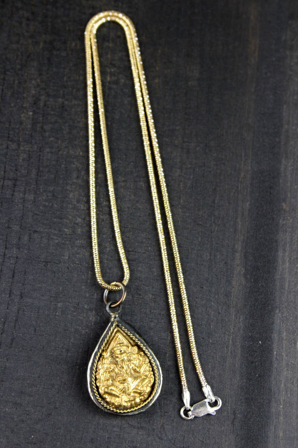 Golden Ganesh Amulet Necklace - DharmaShop