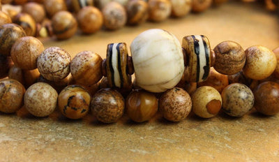 One of a Kind,Jewelry,Mala Beads,New Items,Tibetan Style,Men's Jewelry,Men,Women Default Grounding Energy Mala with Picture Jasper ml466