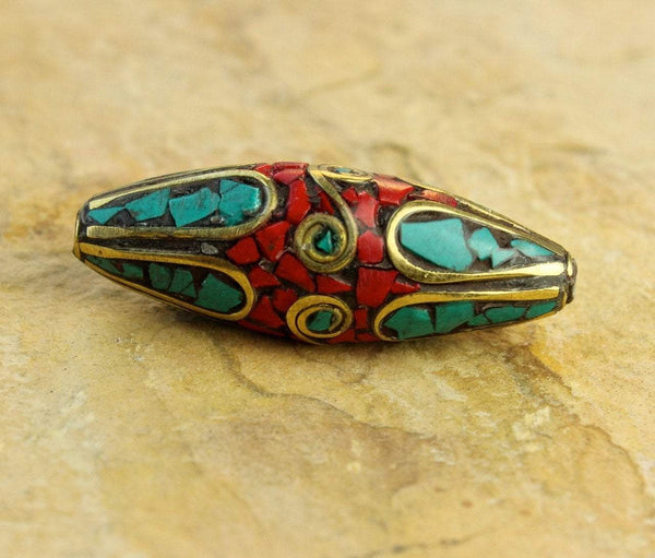 Brass Turquoise Coral Bead - DharmaShop